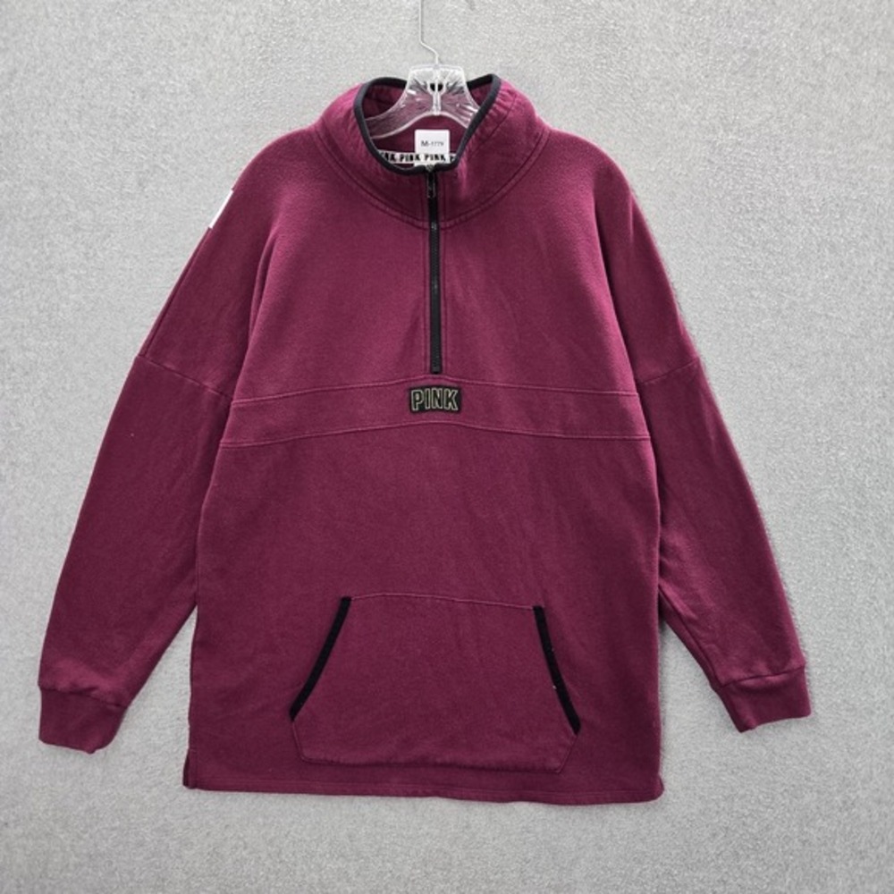 Victoria's Secret PINK Women Sweatshirt M Burgundy Block Letter Activewear